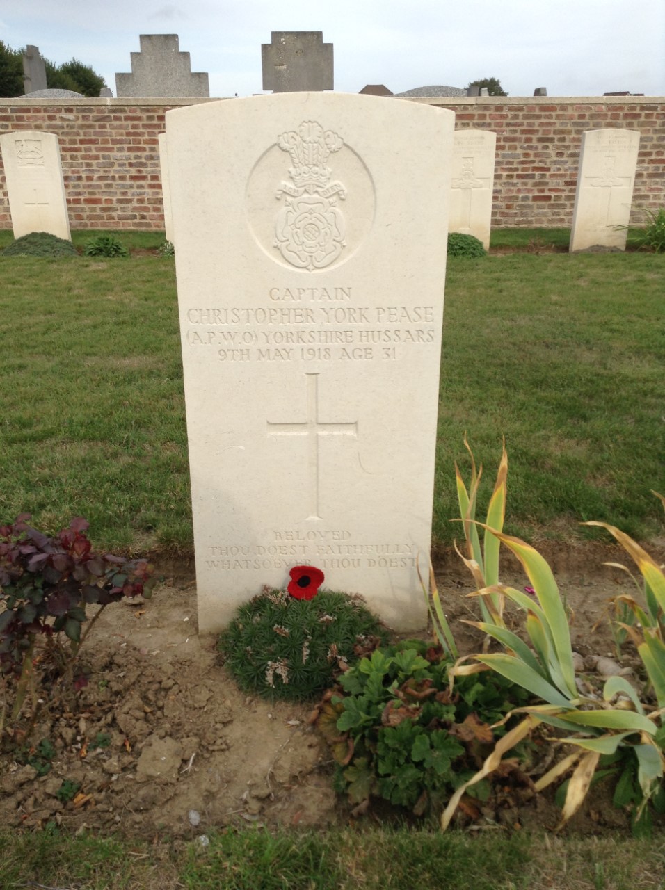 Grave stone of Cpt Christopher Pease 